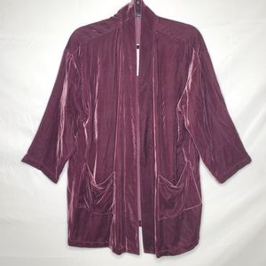 Eileen Fisher Velvet Kimono Jacket Purple Silk Blend Size Large NWOT